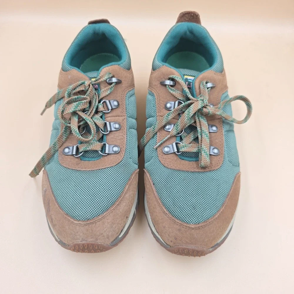 LL Bean Mountain Classic Womens Green Mesh Lace Up Rugged Hiking Shoes Size 8 M